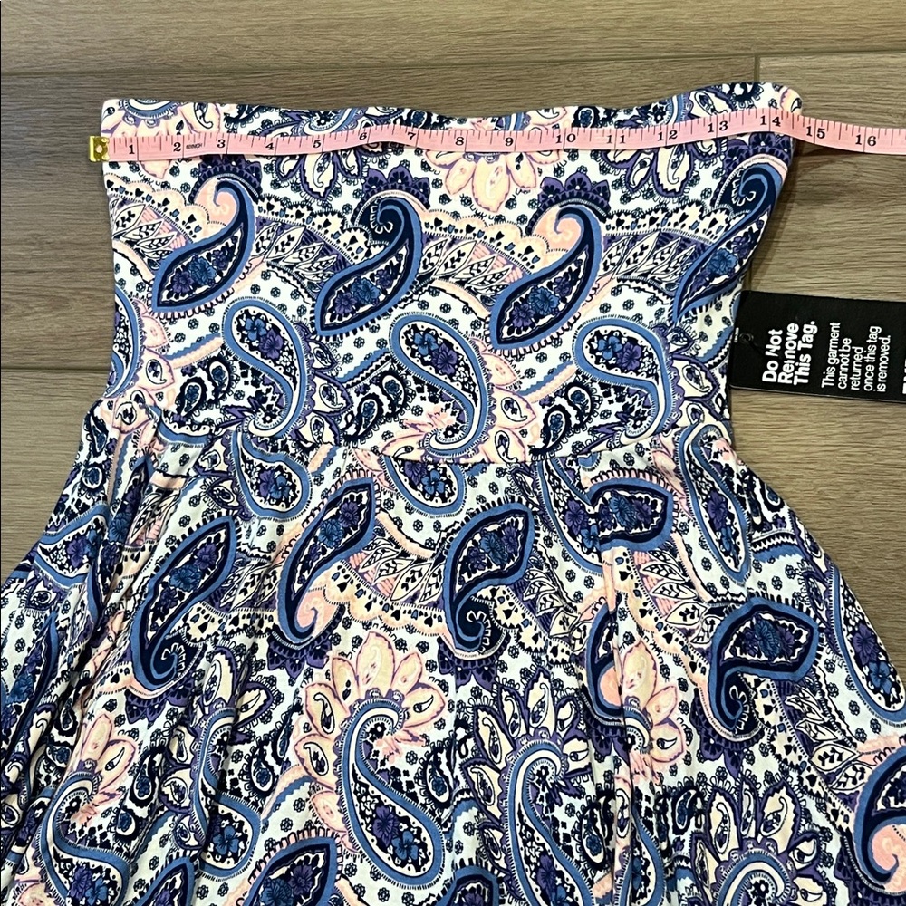 Express Paisley Asymmetrical Handkerchief Paisley Strapless Dress Size Small - Picture 5 of 14